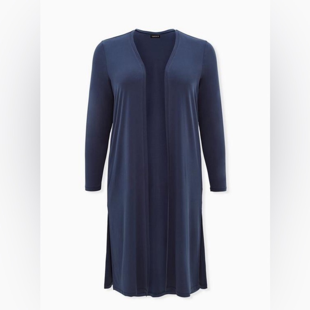 Torrid Cardigan Open Front Longline Navy Sweater